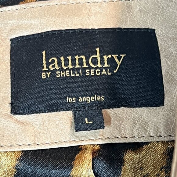 Laundry Leather Moto Jacket Leopard Lining Taupe Medium - Picture 8 of 11